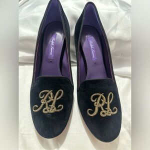 Ralph Lauren Purple Label Womens Marion
Velvet RL Monogram Heels Size 37.5